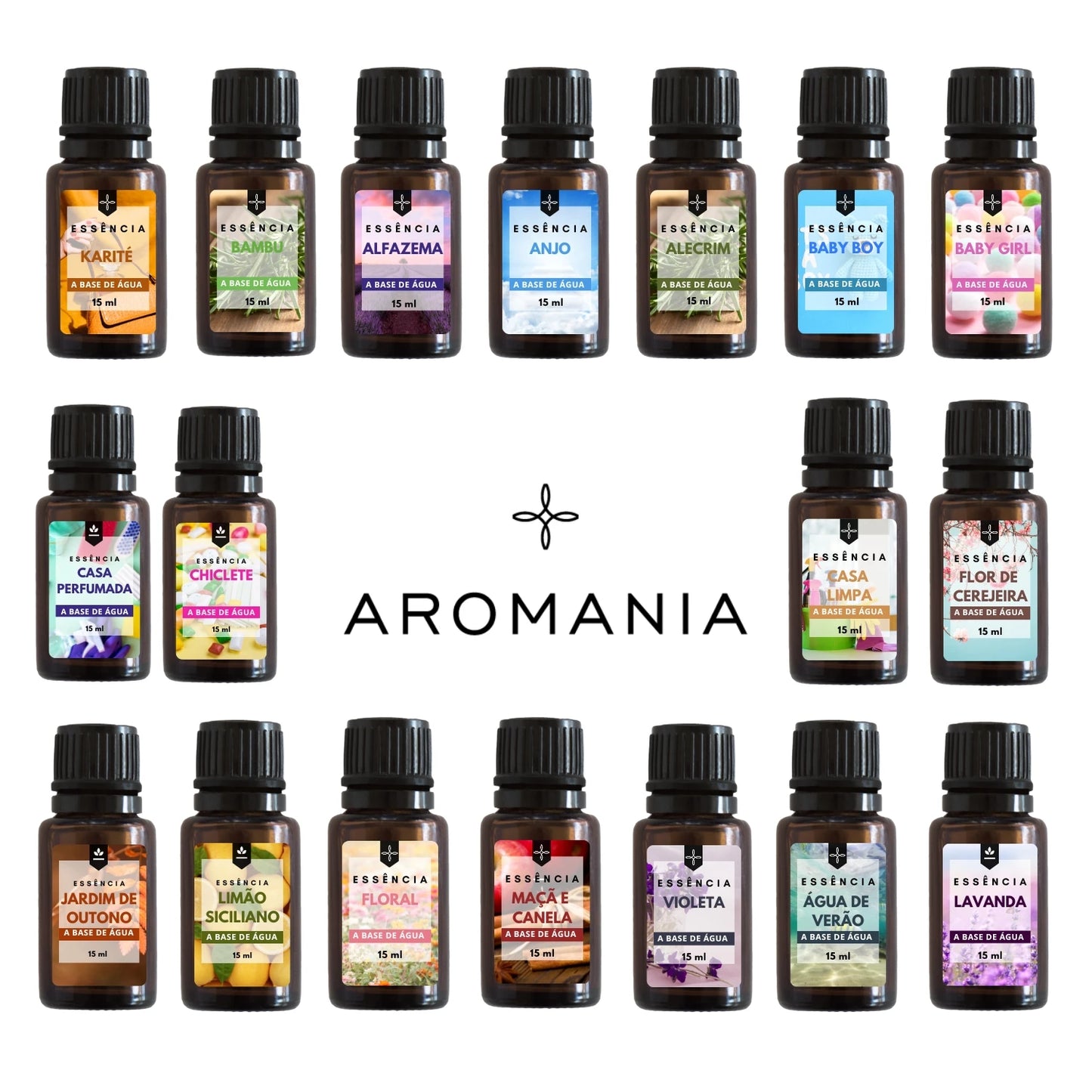 Kit com 5 Essências Concentradas Hidrossolúveis – 15ml Cada