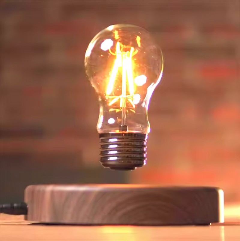 Lâmpada Flutuante LED com Base de Madeira – Design Inovador e Atmosfera Surpreendente