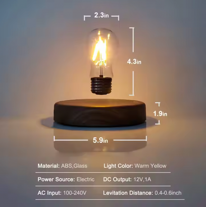 Lâmpada Flutuante LED com Base de Madeira – Design Inovador e Atmosfera Surpreendente