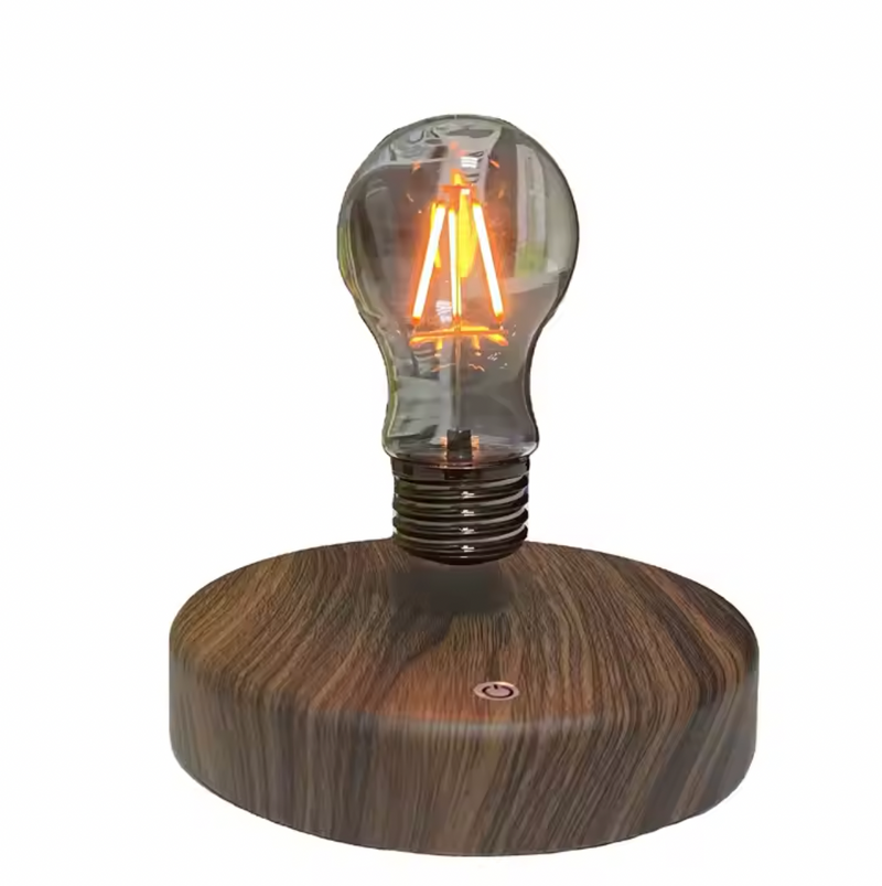 Lâmpada Flutuante LED com Base de Madeira – Design Inovador e Atmosfera Surpreendente