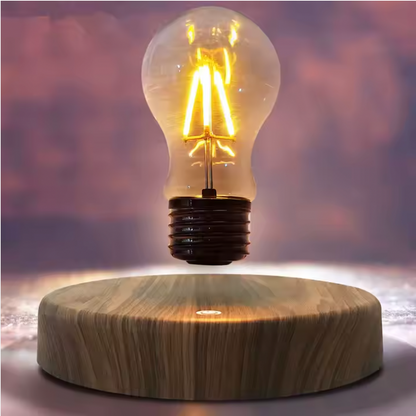 Lâmpada Flutuante LED com Base de Madeira – Design Inovador e Atmosfera Surpreendente