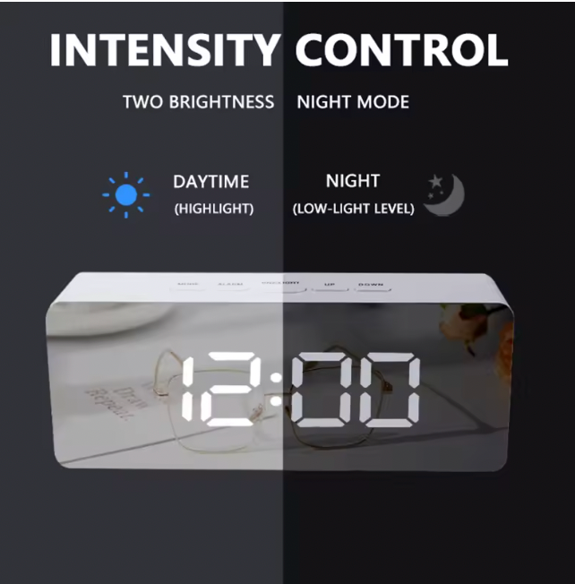 Despertador Digital LED - Relógio de mesa eletrônico com temperatura para quarto
