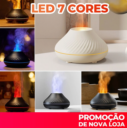 Umidificador Difusor Aromatizador Vulcão 130ml – LED 7 Cores + Controle