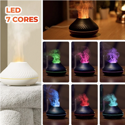 Umidificador Difusor Aromatizador Vulcão 130ml – LED 7 Cores + Controle