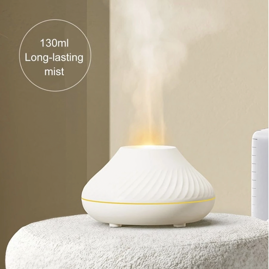 Umidificador Difusor Aromatizador Vulcão 130ml – LED 7 Cores + Controle