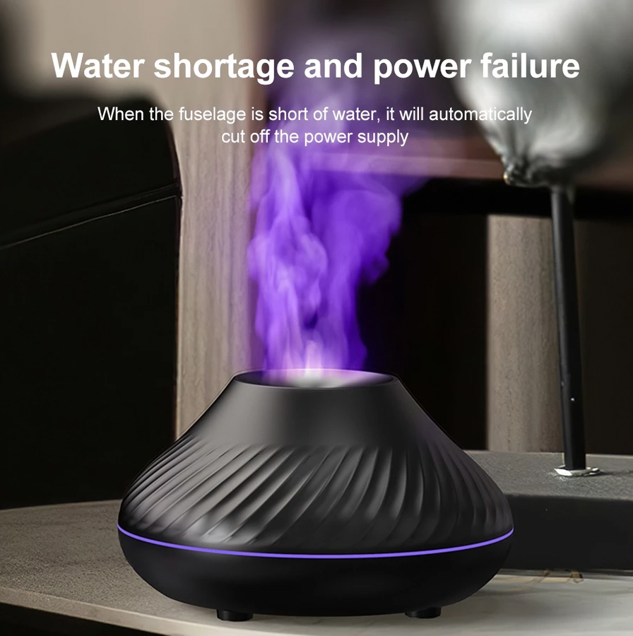 Umidificador Difusor Aromatizador Vulcão 130ml – LED 7 Cores + Controle