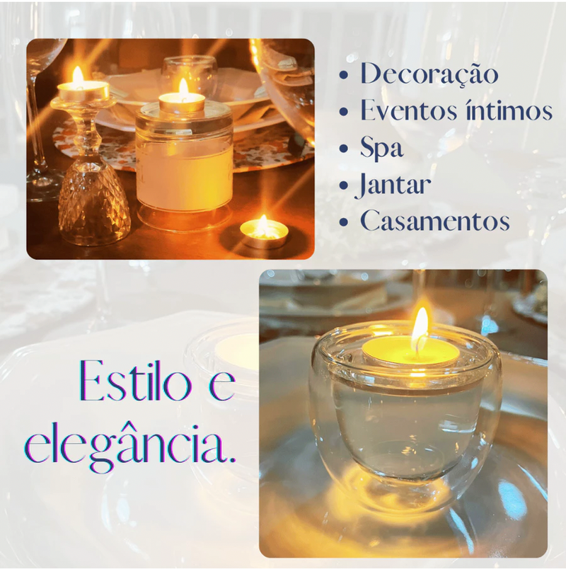 Mini Velas Rechaud Brancas – Kit com 20 Unidades