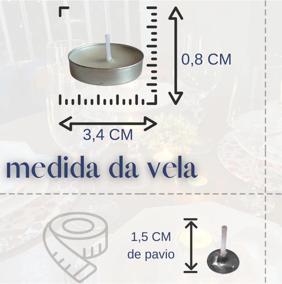 Mini Velas Rechaud Brancas – Kit com 20 Unidades