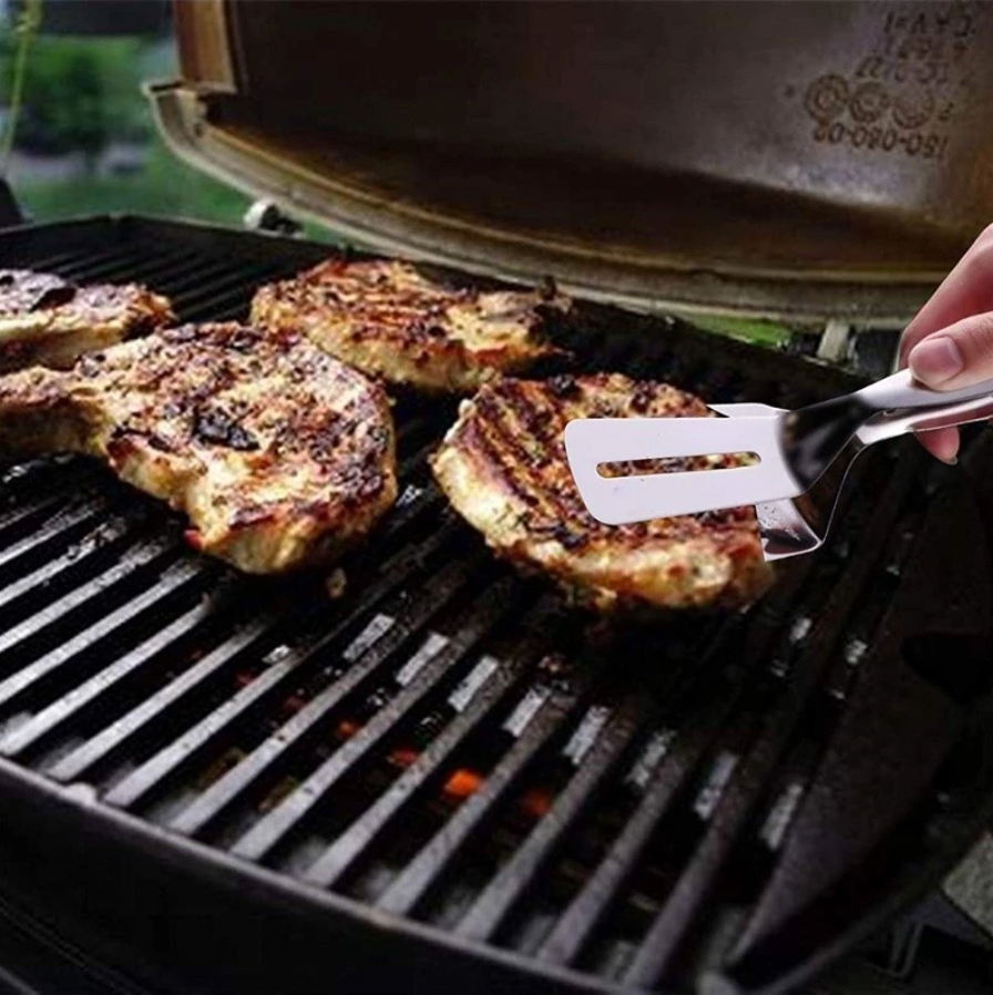 Pinça Espátula de Aço Inoxidável KL-1010 | Churrasco, Bife, Peixe e Mais