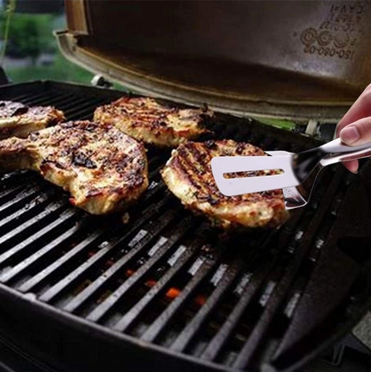 Pinça Espátula de Aço Inoxidável KL-1010 | Churrasco, Bife, Peixe e Mais