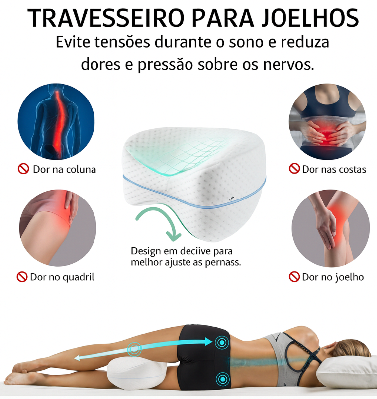 Travesseiro Anatômico para Pernas – Espuma de Memória