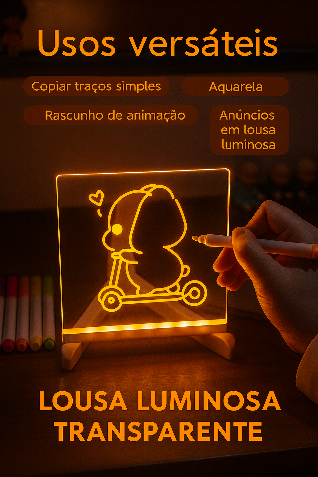 Quadro de Desenho Iluminado Infantil – 30×20 cm (USB 5V)