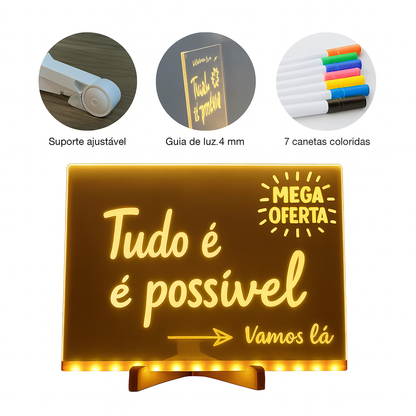 Quadro de Desenho Iluminado Infantil – 30×20 cm (USB 5V)