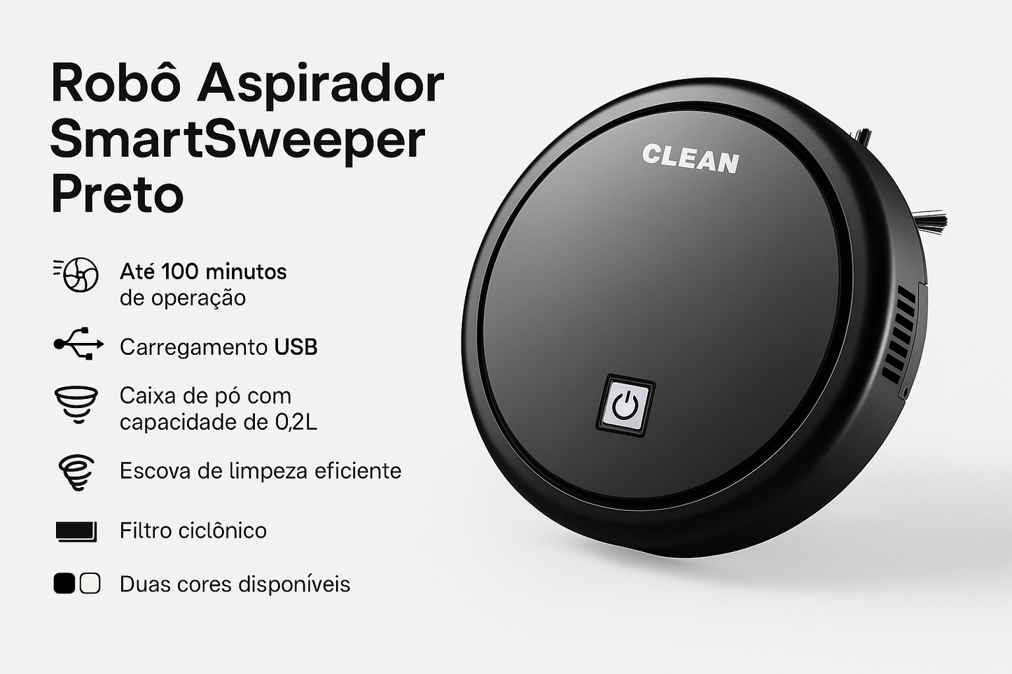 Robô Aspirador SmartSweeper Preto