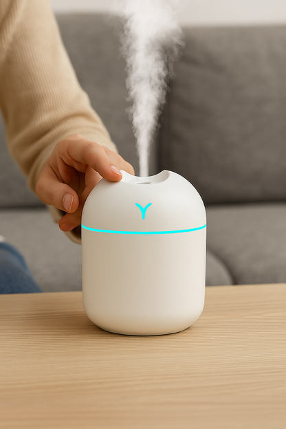 Difusor de Aromas 50ML com Névoa Ultrassônica e Lâmpada LED – Ideal para Casa ou Carro