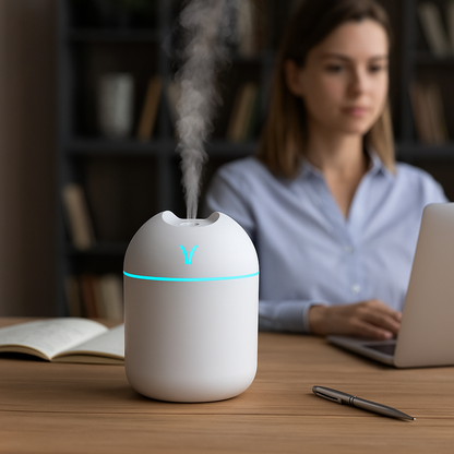 Difusor de Aromas 50ML com Névoa Ultrassônica e Lâmpada LED – Ideal para Casa ou Carro