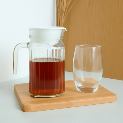 Jarra de Vidro 500ml com Tampa e Alça – Ideal para Água, Suco e Bebidas Geladas