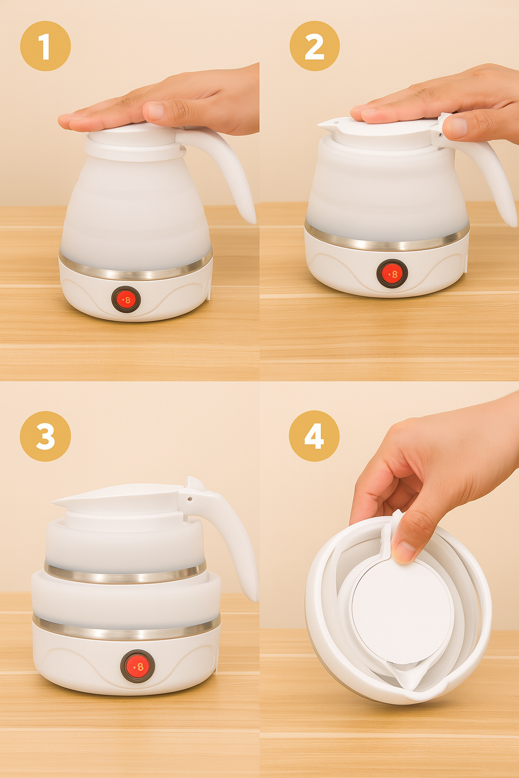 Chaleira Elétrica Retrátil em Silicone – 600ml | 110V