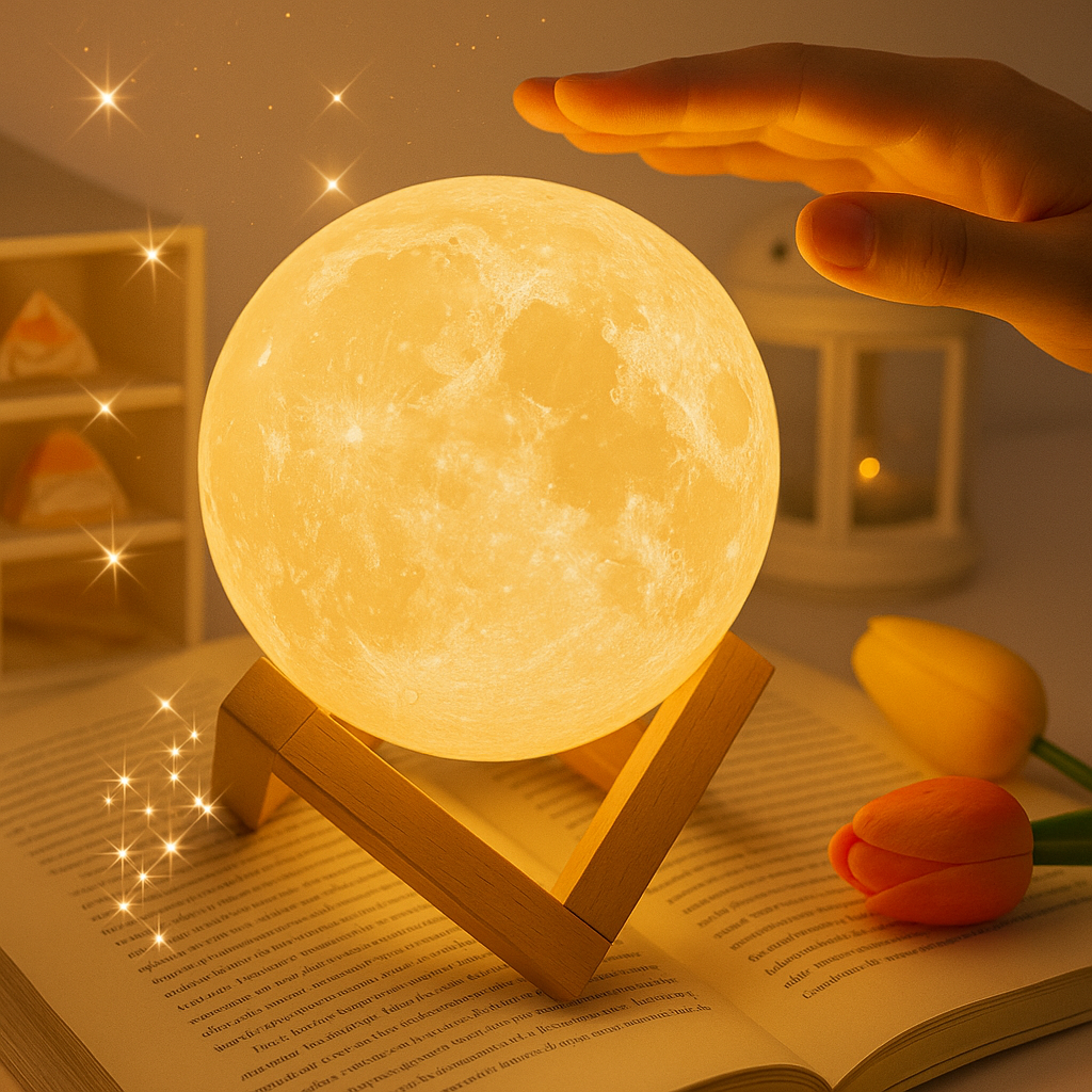 Luminária De Lua Cheia 3D LED Abajur Decoração