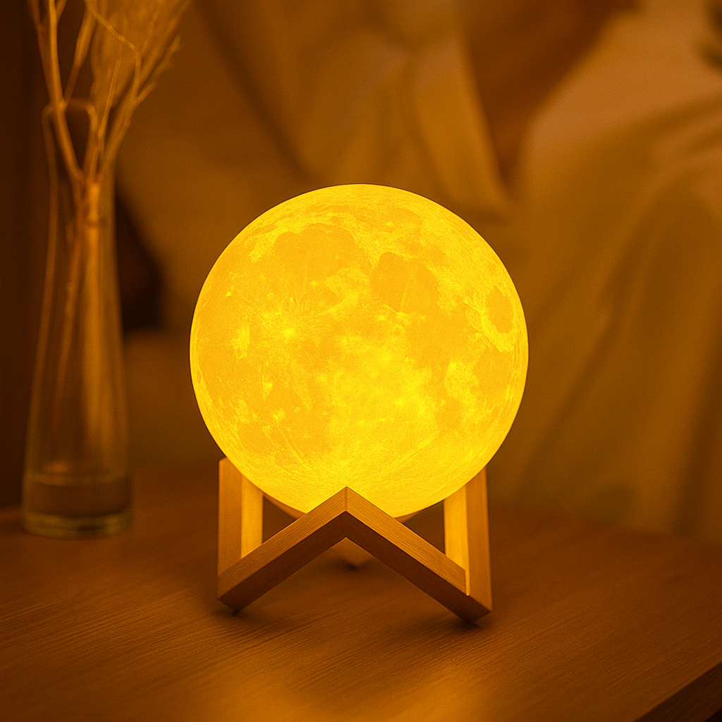 Luminária De Lua Cheia 3D LED Abajur Decoração
