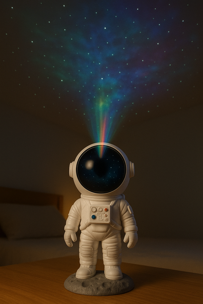 Luminária Projetora de Estrelas Astronauta LED RGB com Caixa de Som