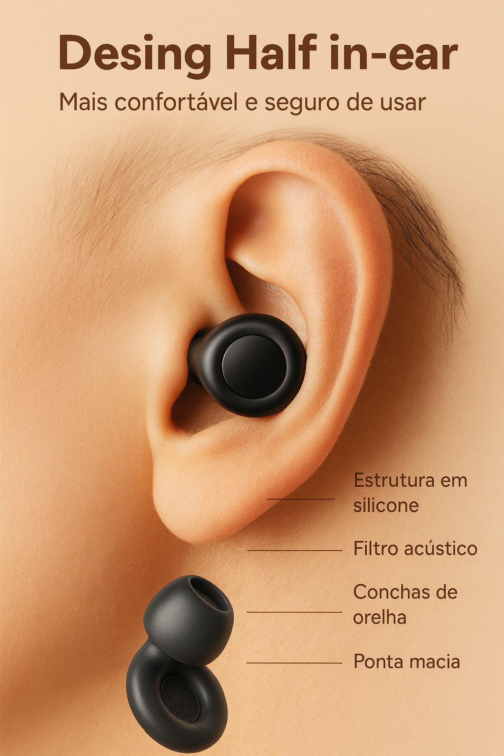 TAMPÃO DE OUVIDO 35dB para Dormir – Menos ronco e anti-ruído
