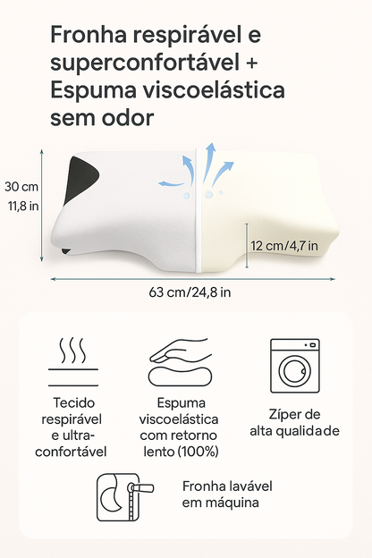 Travesseiro Ortopédico Premium – Alívio para Pescoço e Coluna