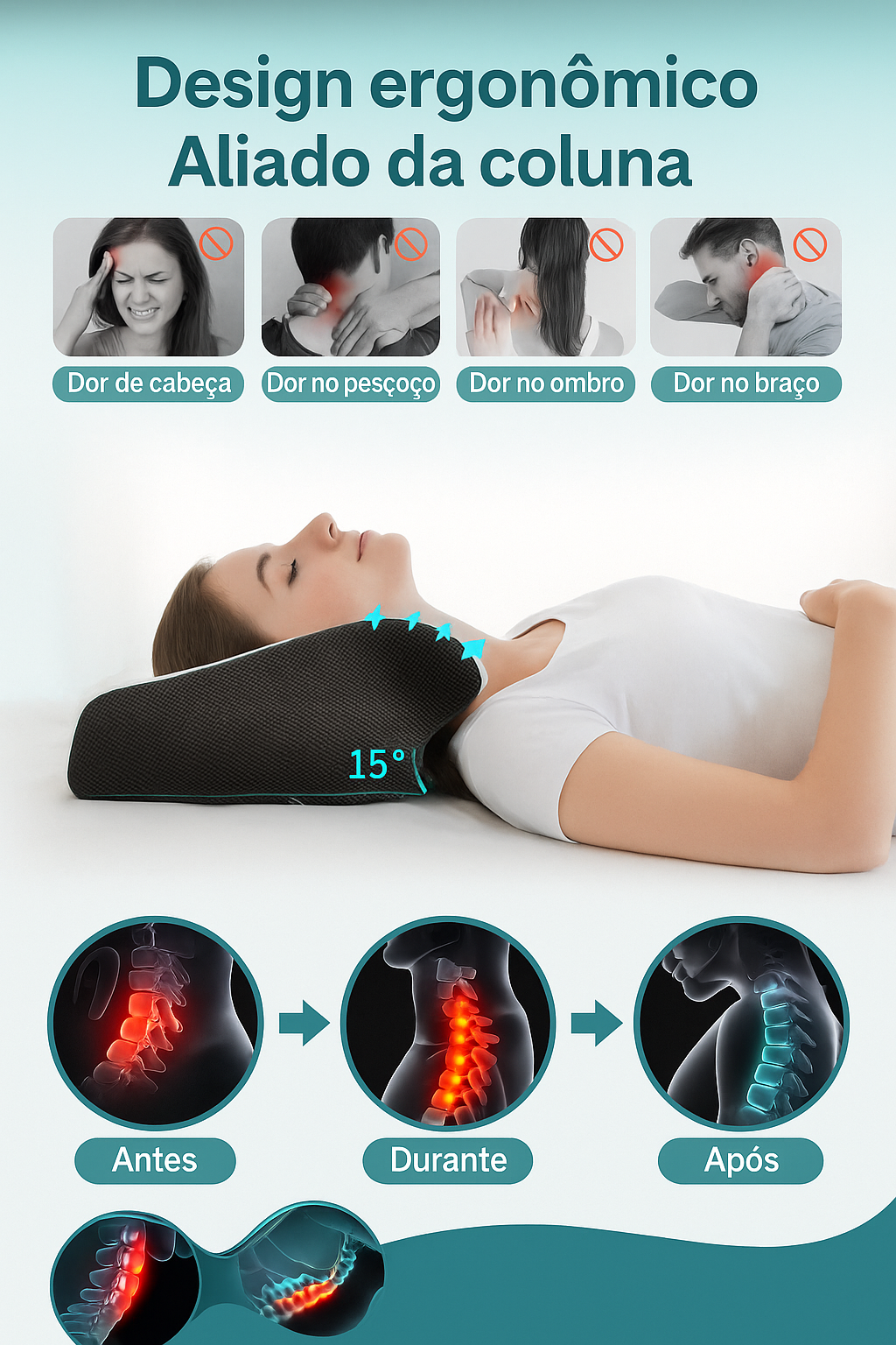 Travesseiro Ortopédico Premium – Alívio para Pescoço e Coluna