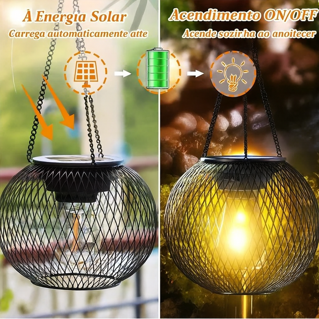 Lanterna Solar Decorativa à Prova d’Água