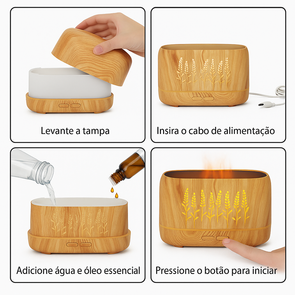 DIFUSOR DE AROMAS COM EFEITO CHAMA