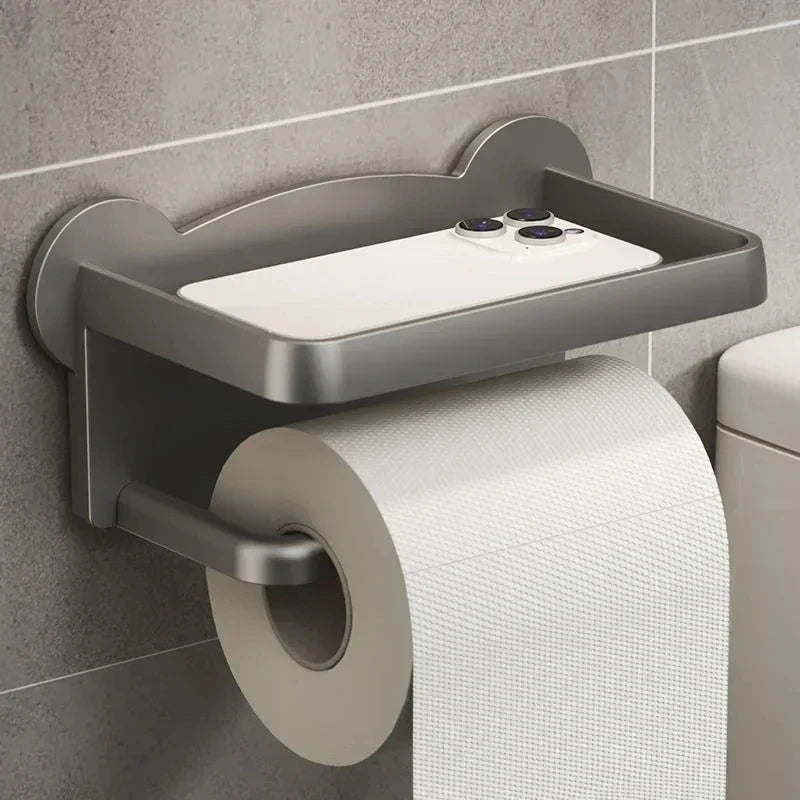 Suporte de Papel Higiênico e Armazenamento de Parede Sem Furo – 2 Andares, com Prateleira Multifuncional 🧻✨