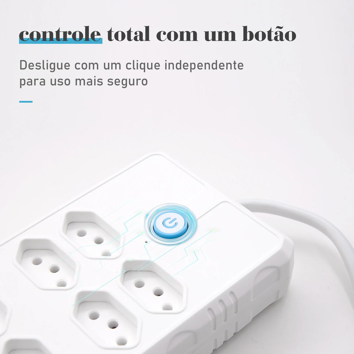 Extensão Elétrica com USB – 6 Tomadas + 4 USB