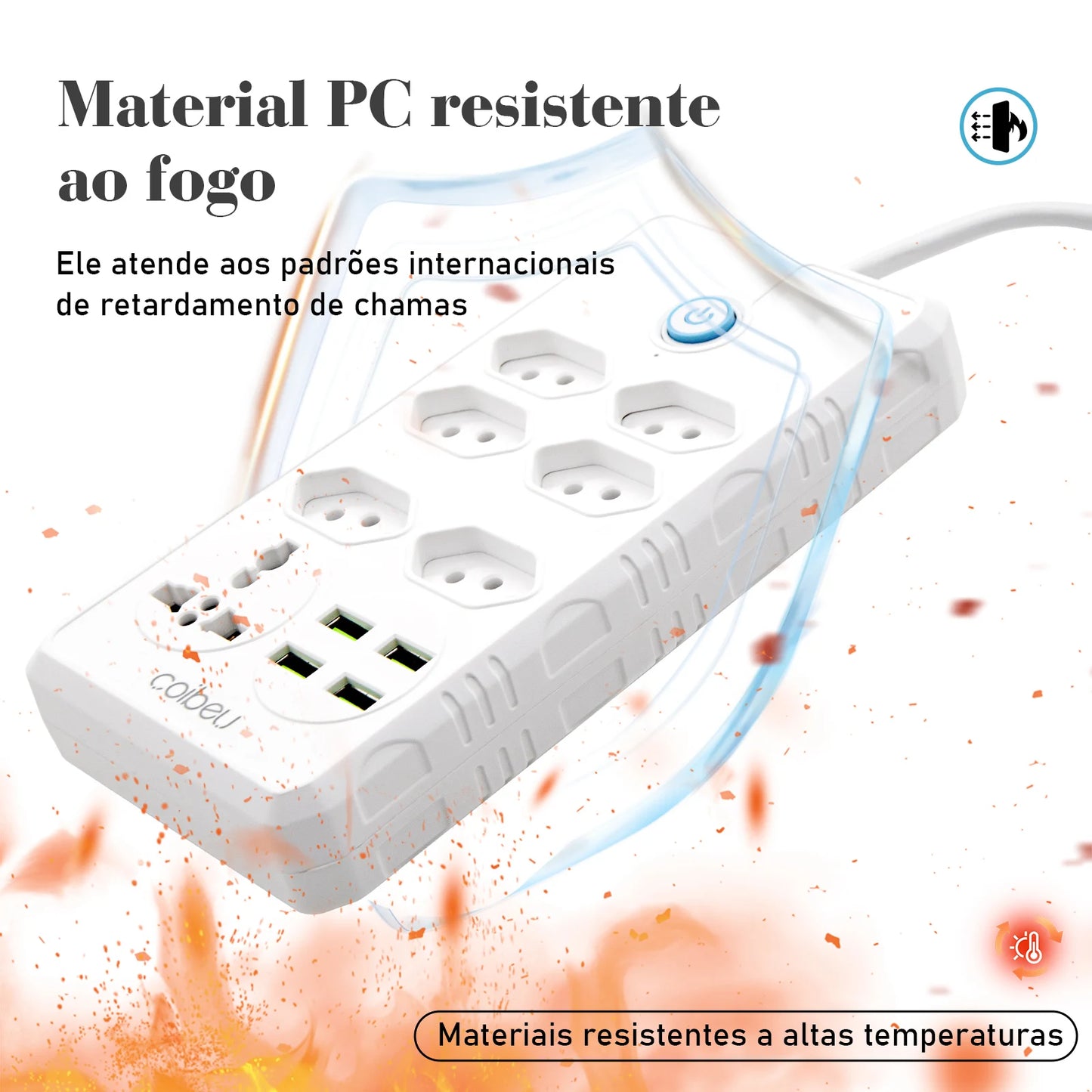Extensão Elétrica com USB – 6 Tomadas + 4 USB