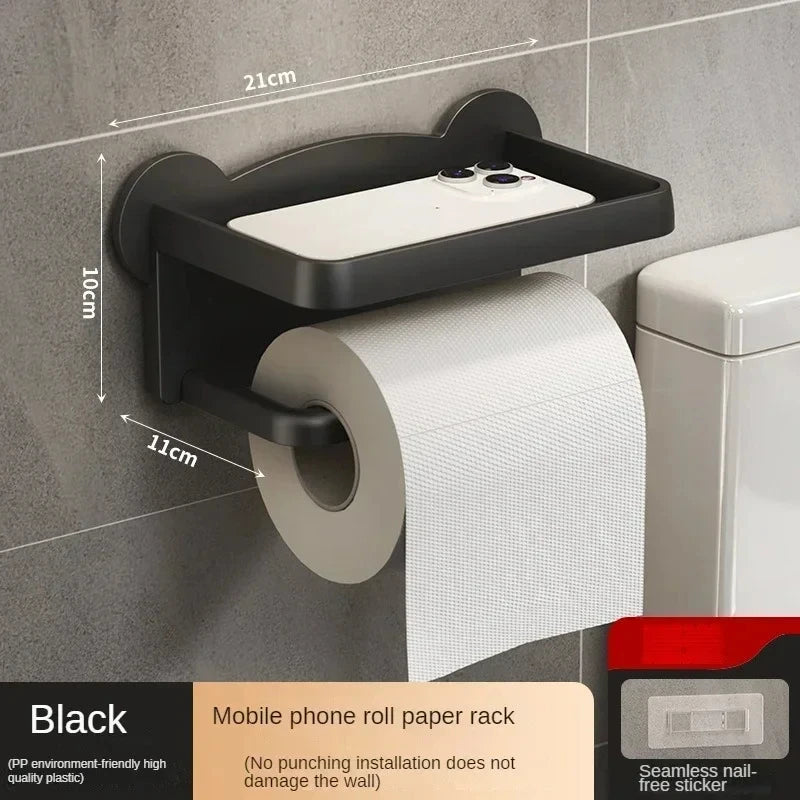 Suporte de Papel Higiênico e Armazenamento de Parede Sem Furo – 2 Andares, com Prateleira Multifuncional 🧻✨