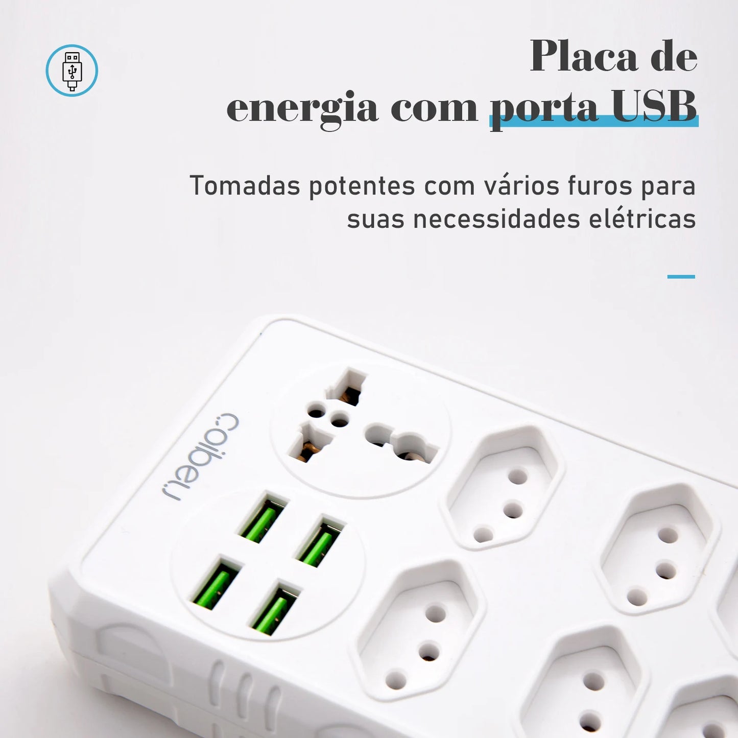 Extensão Elétrica com USB – 6 Tomadas + 4 USB