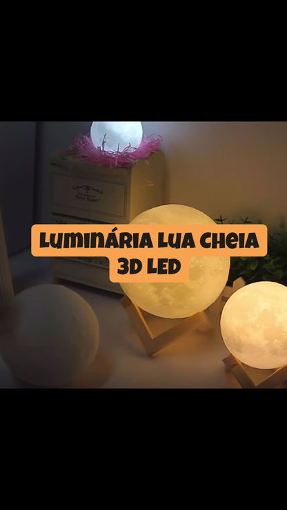 Luminária De Lua Cheia 3D LED Abajur Decoração